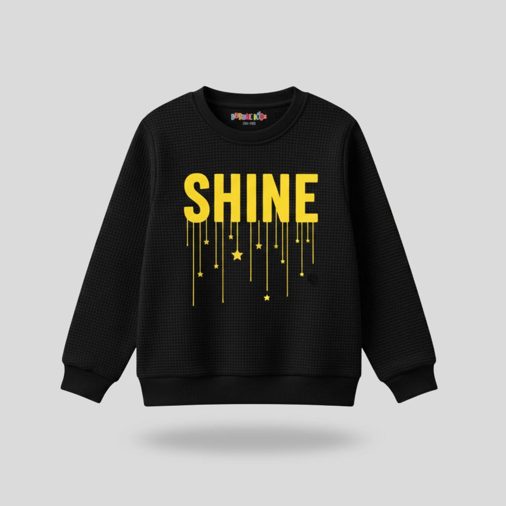 Fleece Black Sweat Shirt Shine