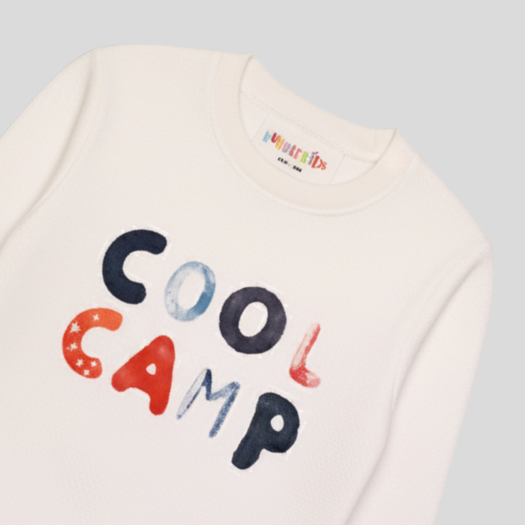 Fleece White Sweat Shirt Cool Camp