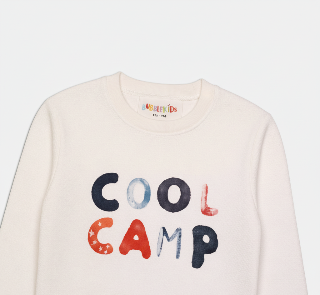 Fleece White Sweat Shirt Cool Camp