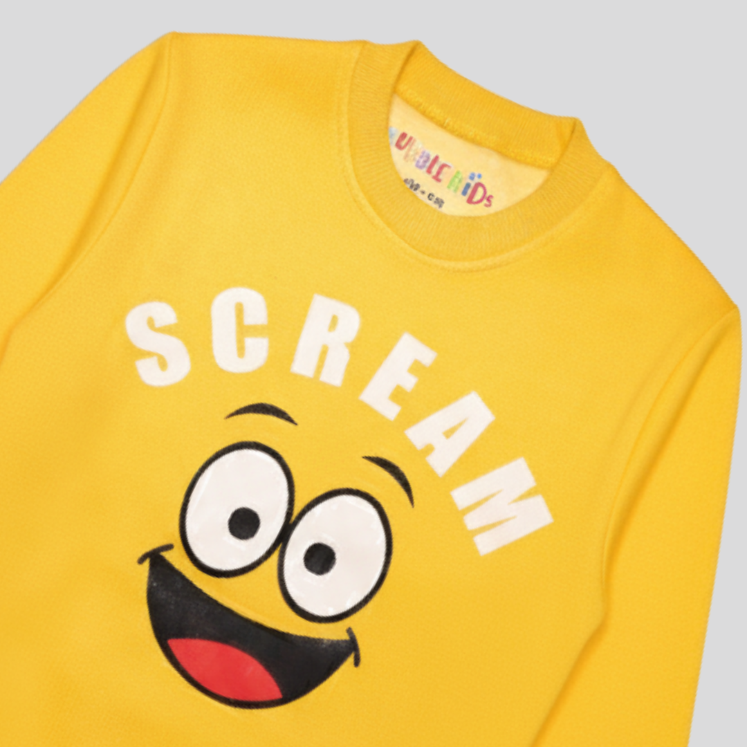 Fleece Yellow Sweat Shirt Scream