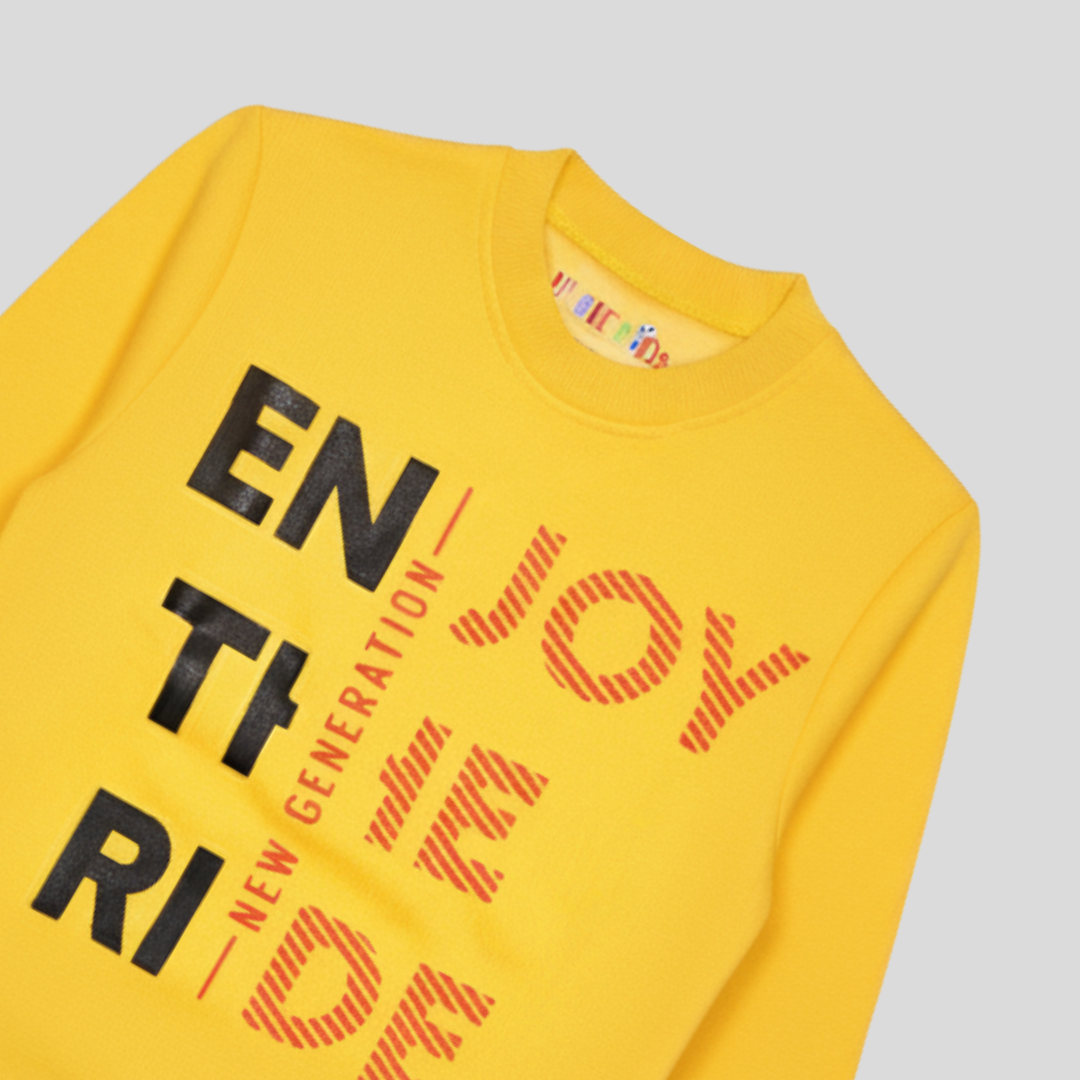 Fleece Yellow Sweat Shirt Enjoy The Ride