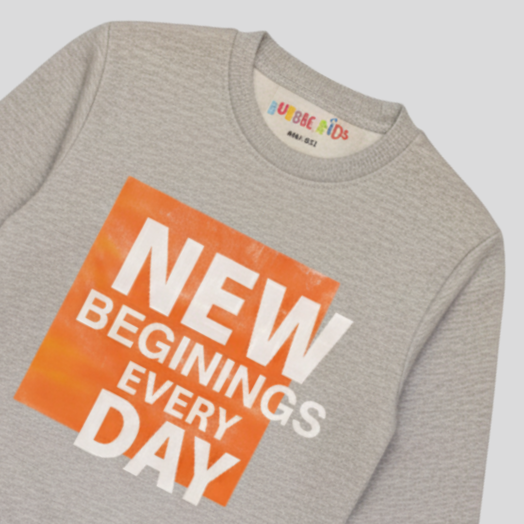 Fleece Grey Sweat Shirt New Beginning Everyday
