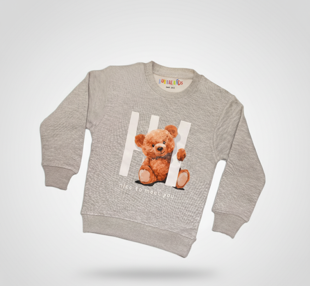 Fleece Grey Sweat Shirt Hi Nice To Meet You