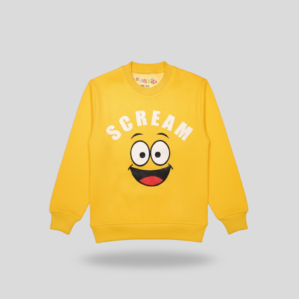 Fleece Yellow Sweat Shirt Scream