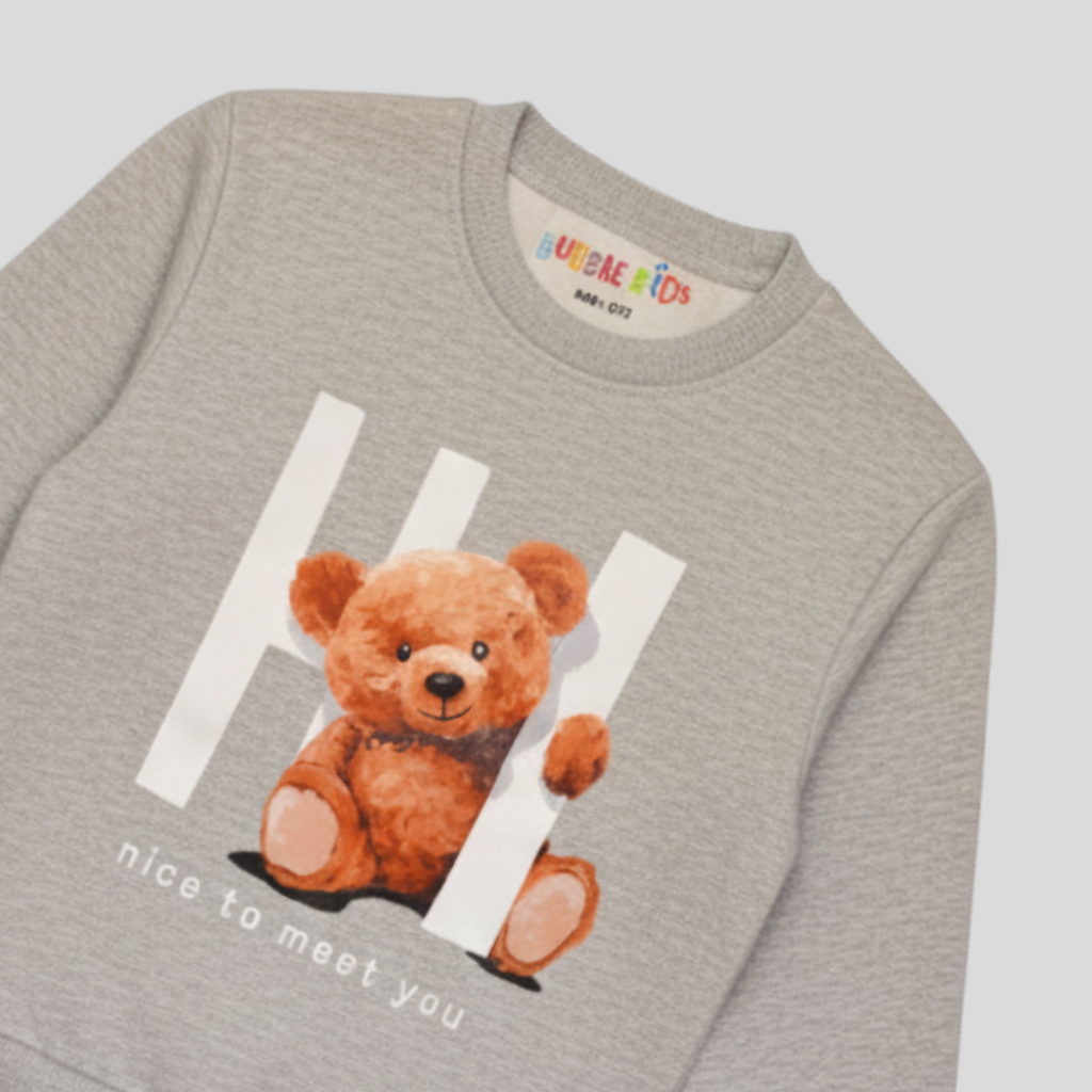 Fleece Grey Sweat Shirt Hi Nice To Meet You