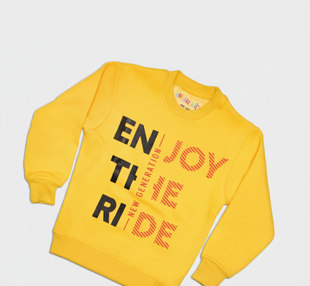 Fleece Yellow Sweat Shirt Enjoy The Ride