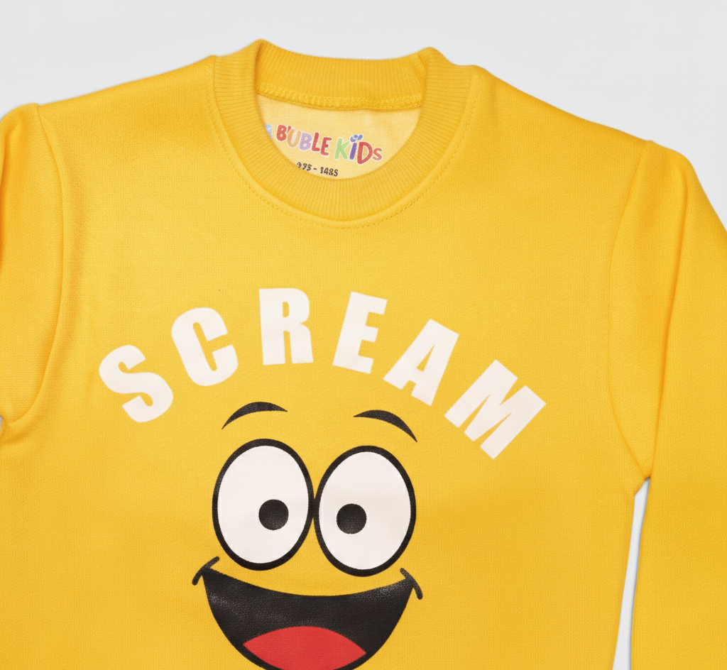 Fleece Yellow Sweat Shirt Scream