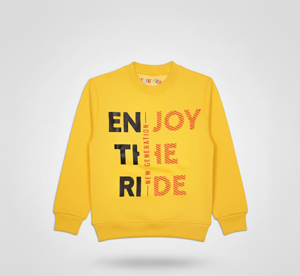 Fleece Yellow Sweat Shirt Enjoy The Ride