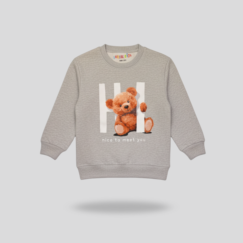 Fleece Grey Sweat Shirt Hi Nice To Meet You