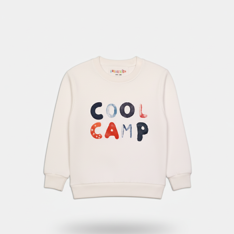 Fleece White Sweat Shirt Cool Camp