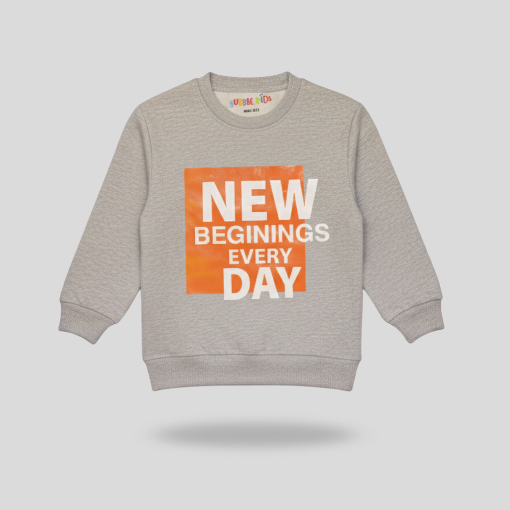 Fleece Grey Sweat Shirt New Beginning Everyday