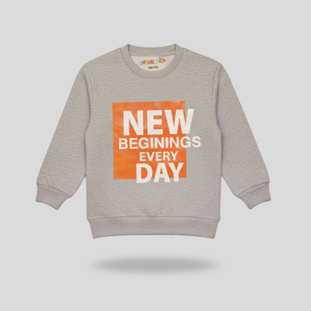 Fleece Grey Sweat Shirt New Beginning Everyday