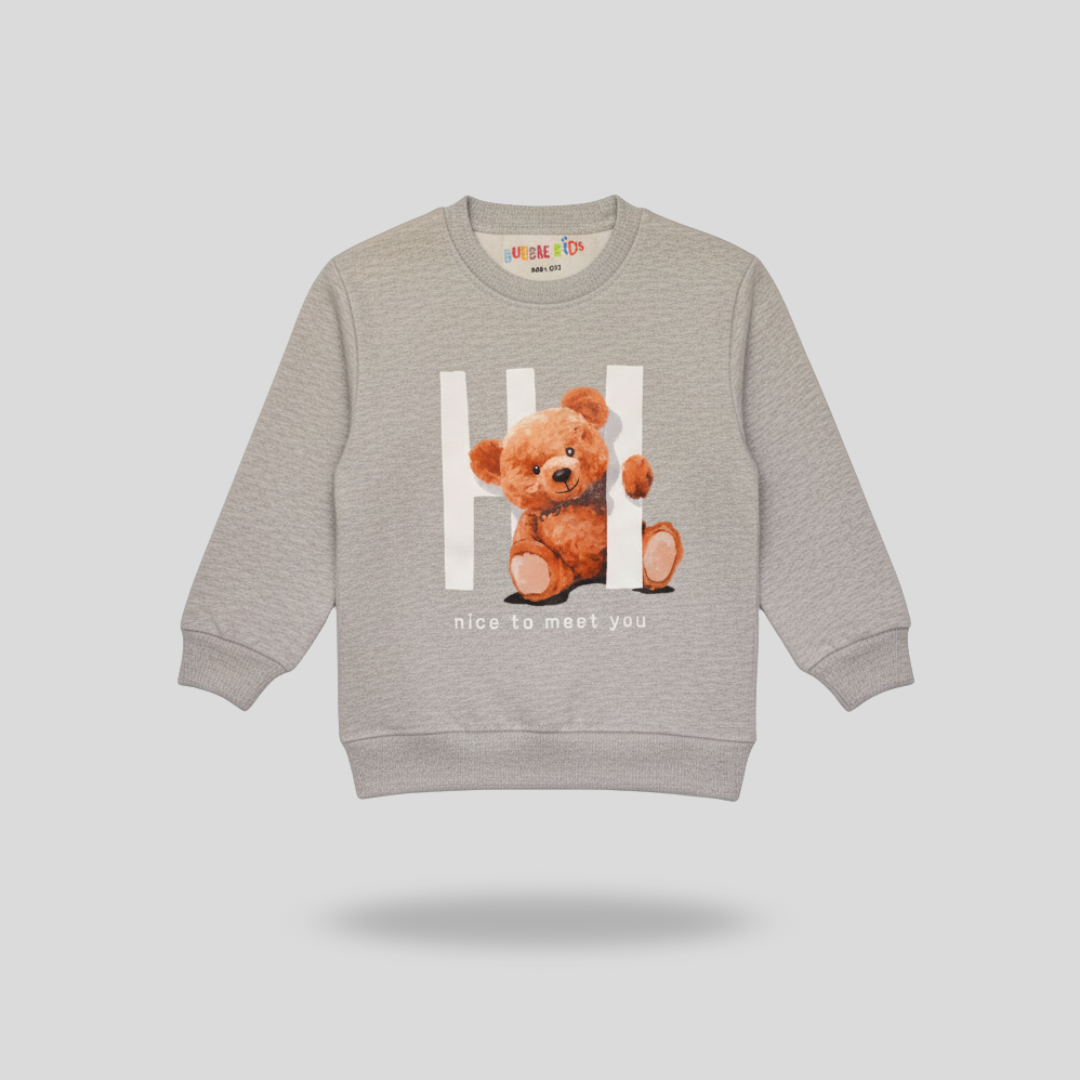 Fleece Grey Sweat Shirt Hi Nice To Meet You