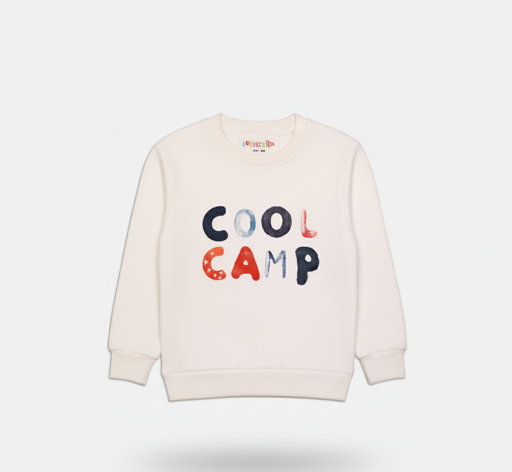 Fleece White Sweat Shirt Cool Camp