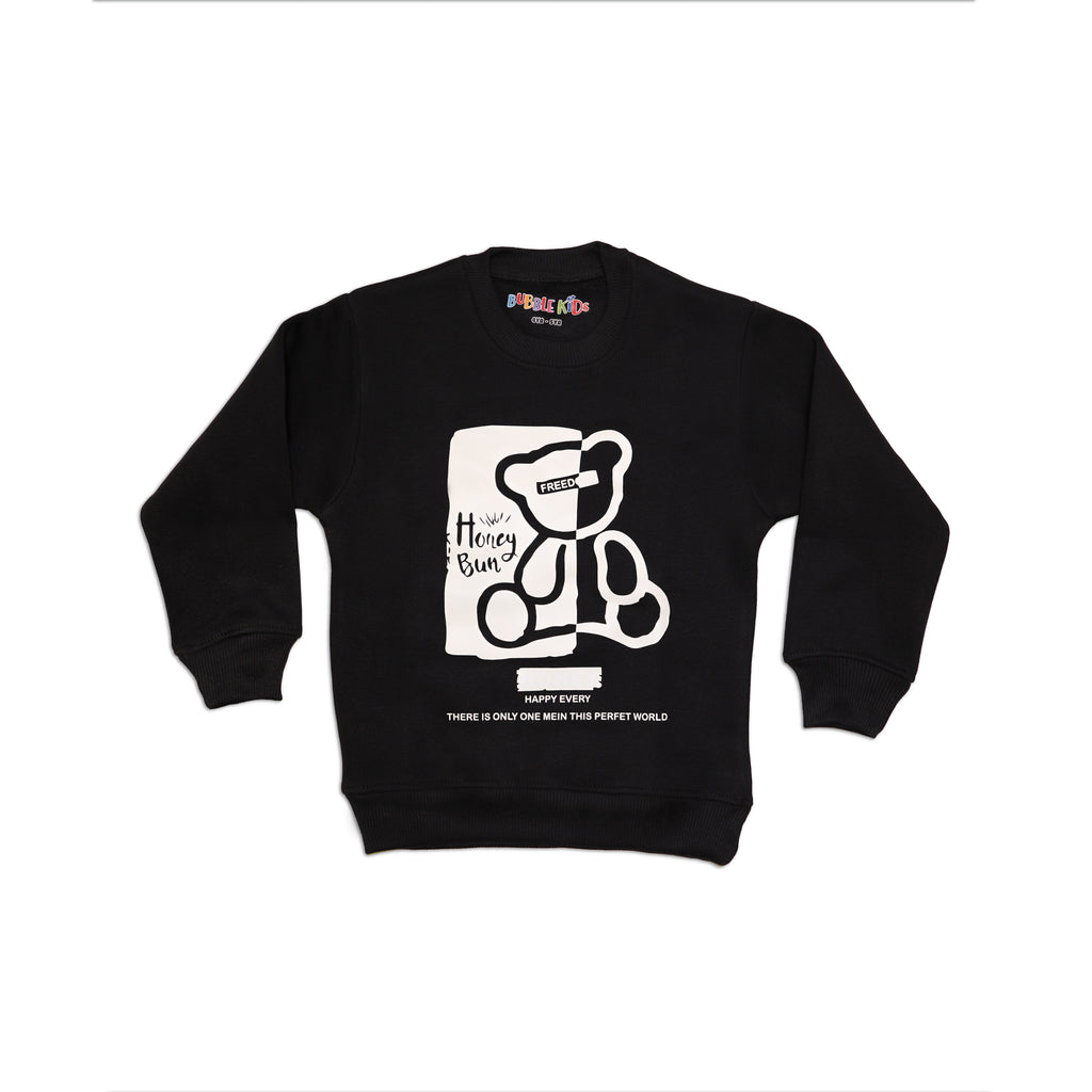 Fleece Black Sweat Shirt Honey Bun