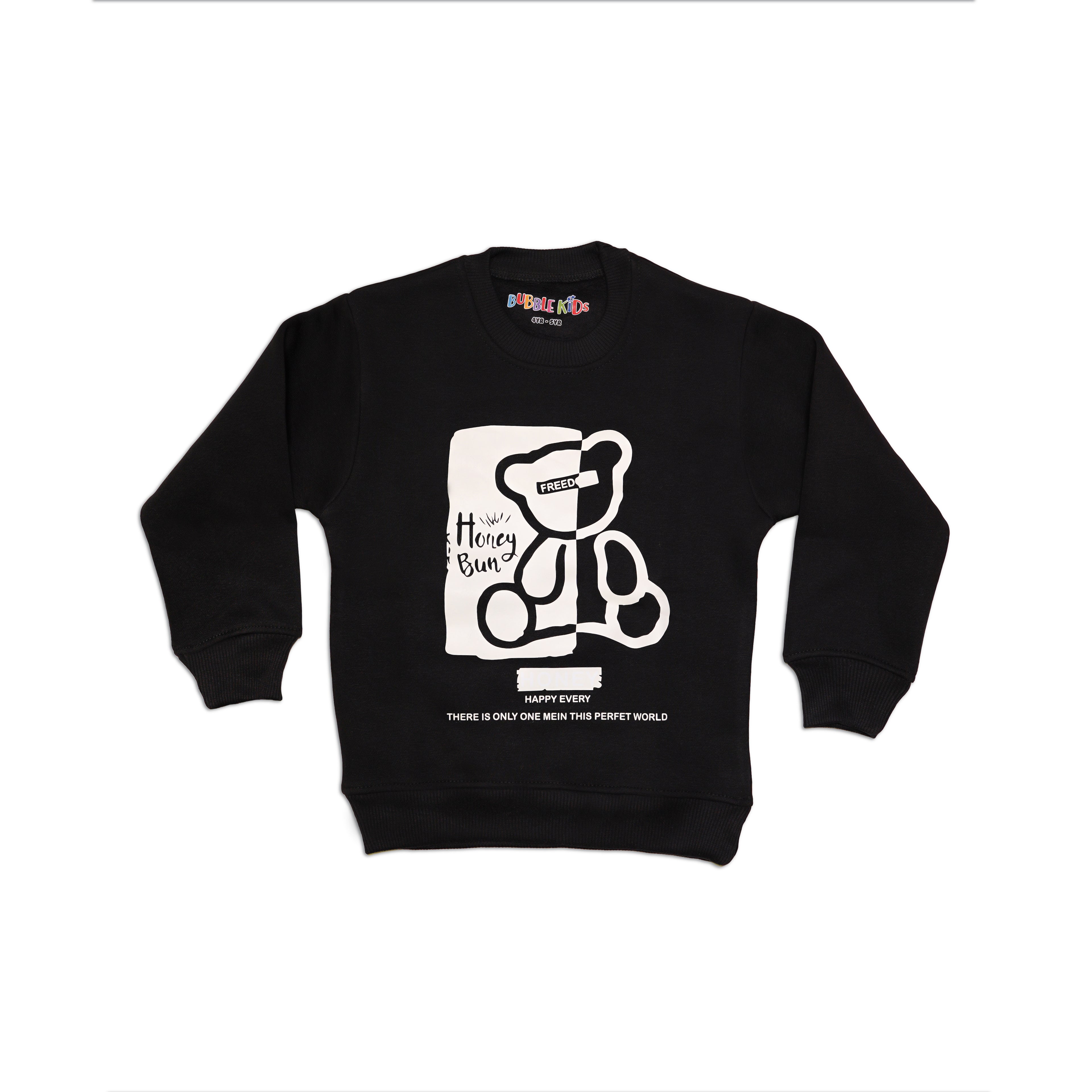 Fleece Black Sweat Shirt Honey Bun