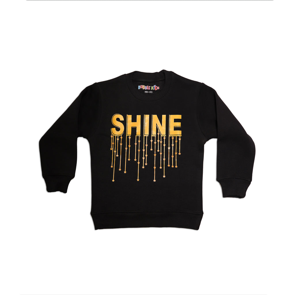 Fleece Black Sweat Shirt Shine