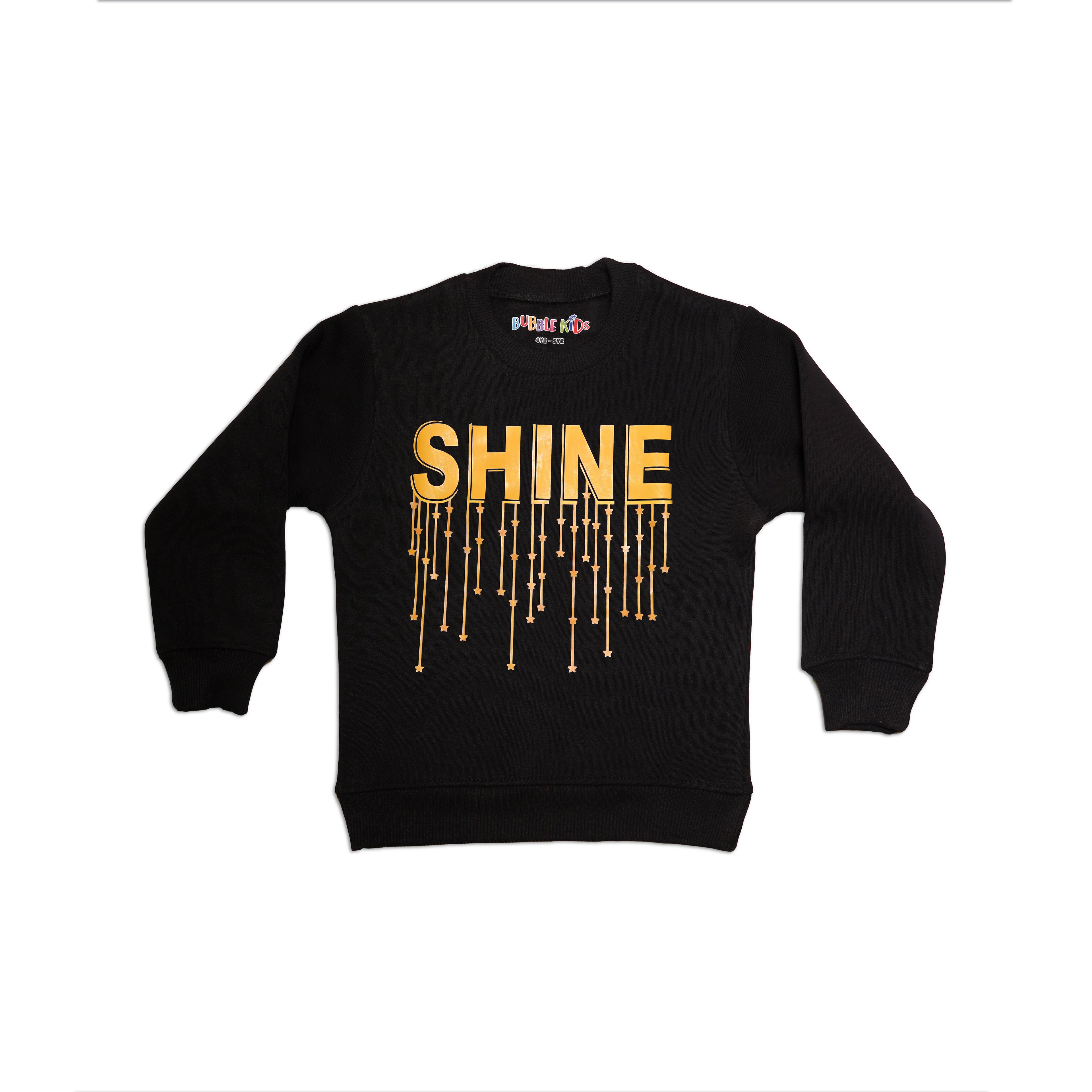 Fleece Black Sweat Shirt Shine