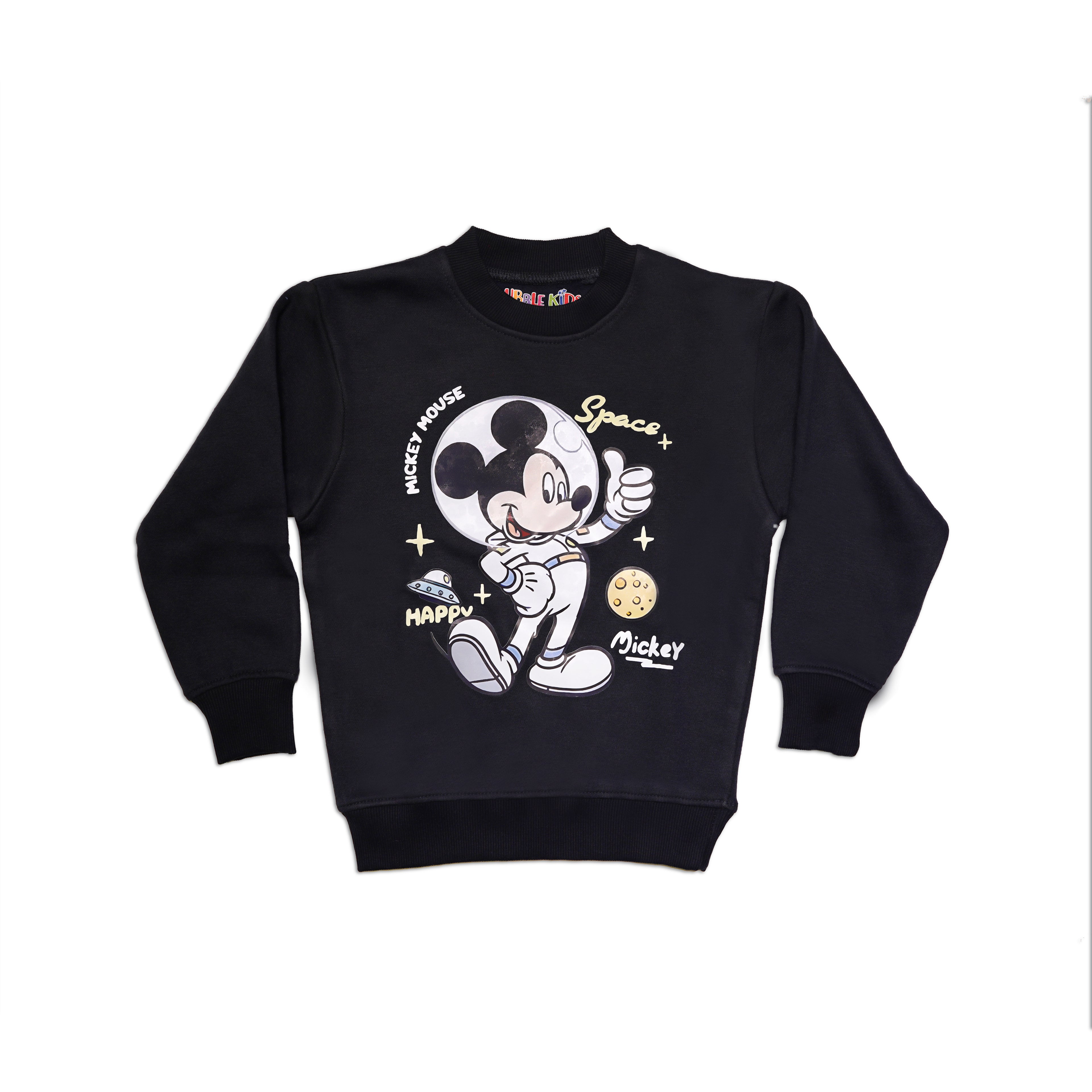 Fleece Blue Sweat Shirt Mickey Mouse Space