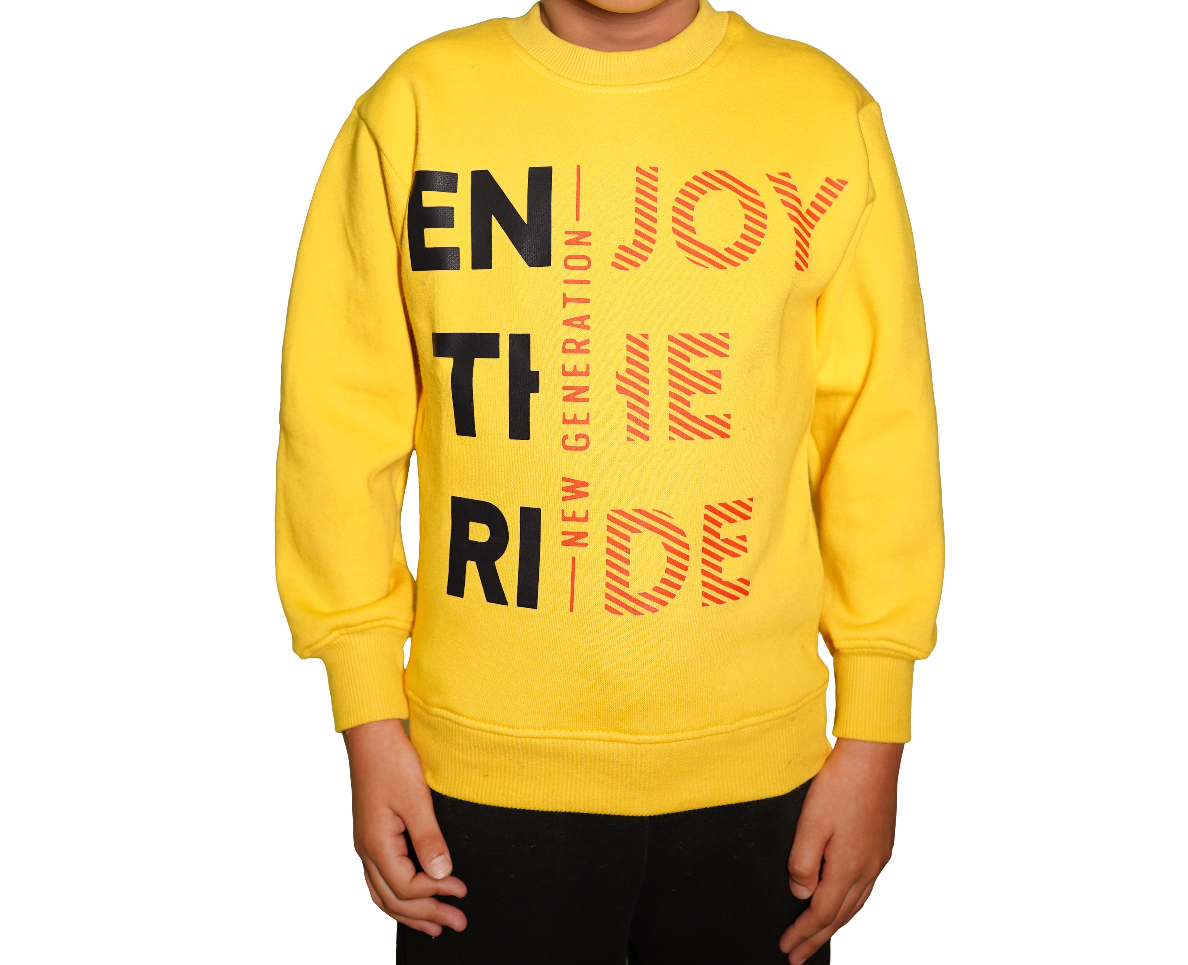 Fleece Yellow Sweat Shirt Enjoy The Ride