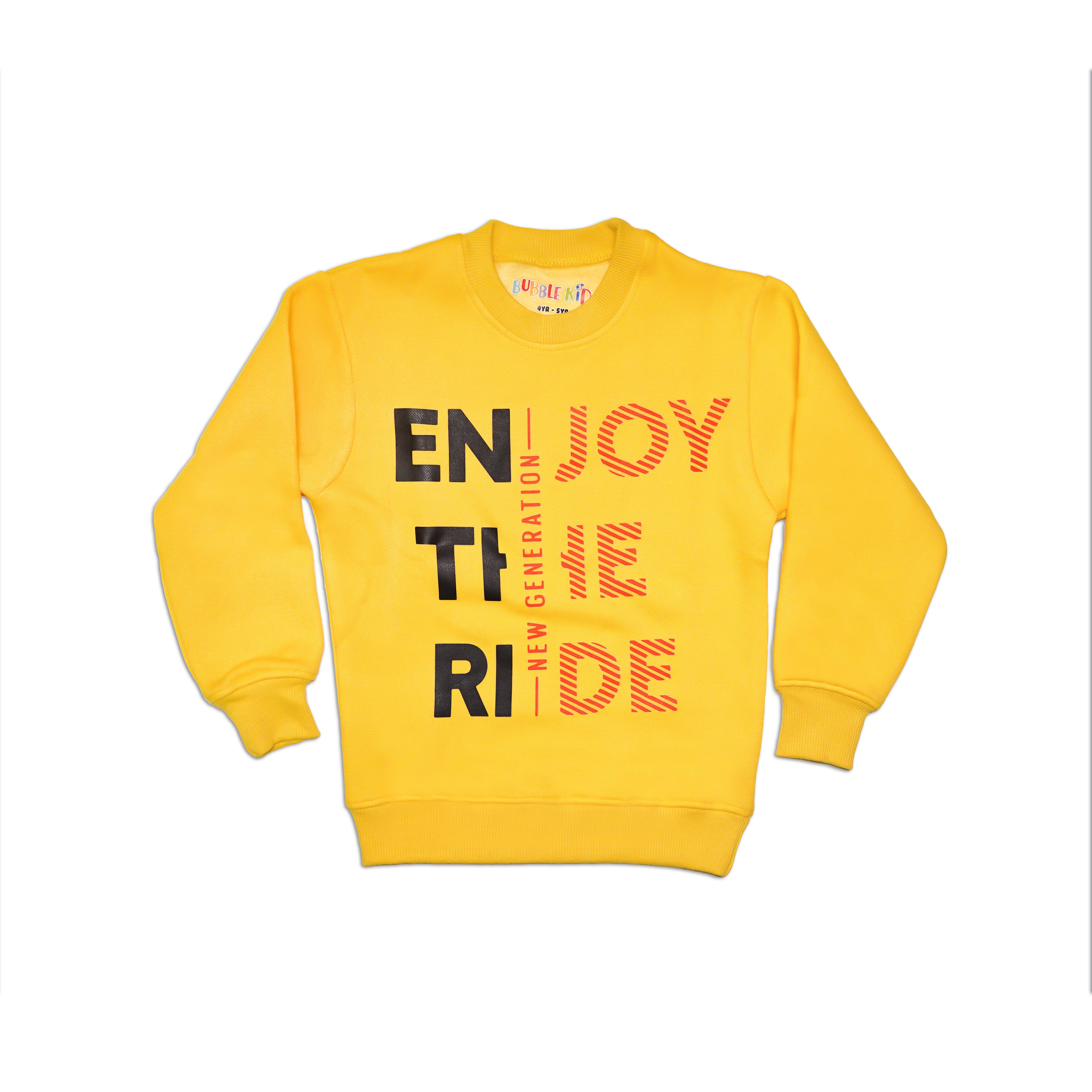 Fleece Yellow Sweat Shirt Enjoy The Ride