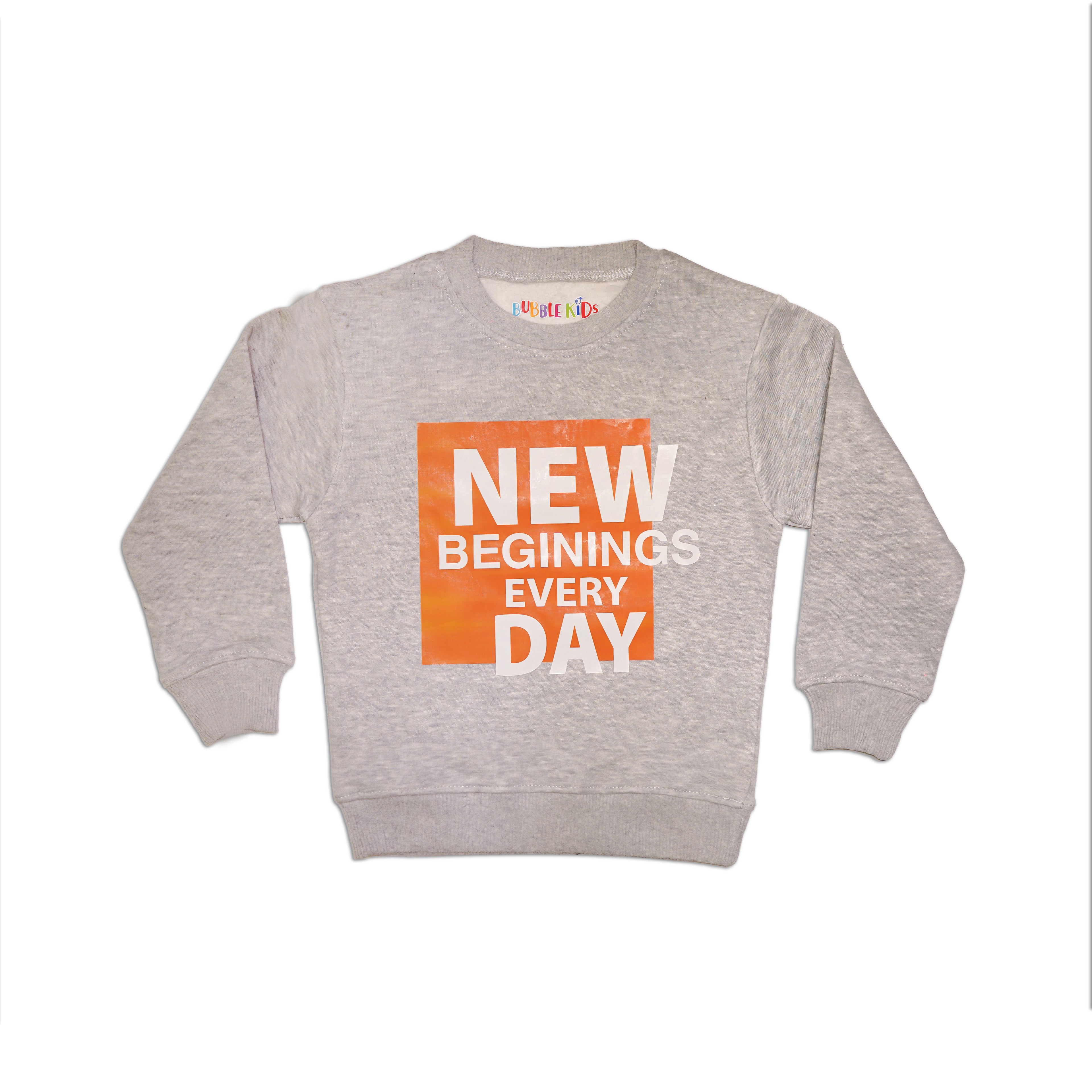 Fleece Grey Sweat Shirt New Beginning Everyday