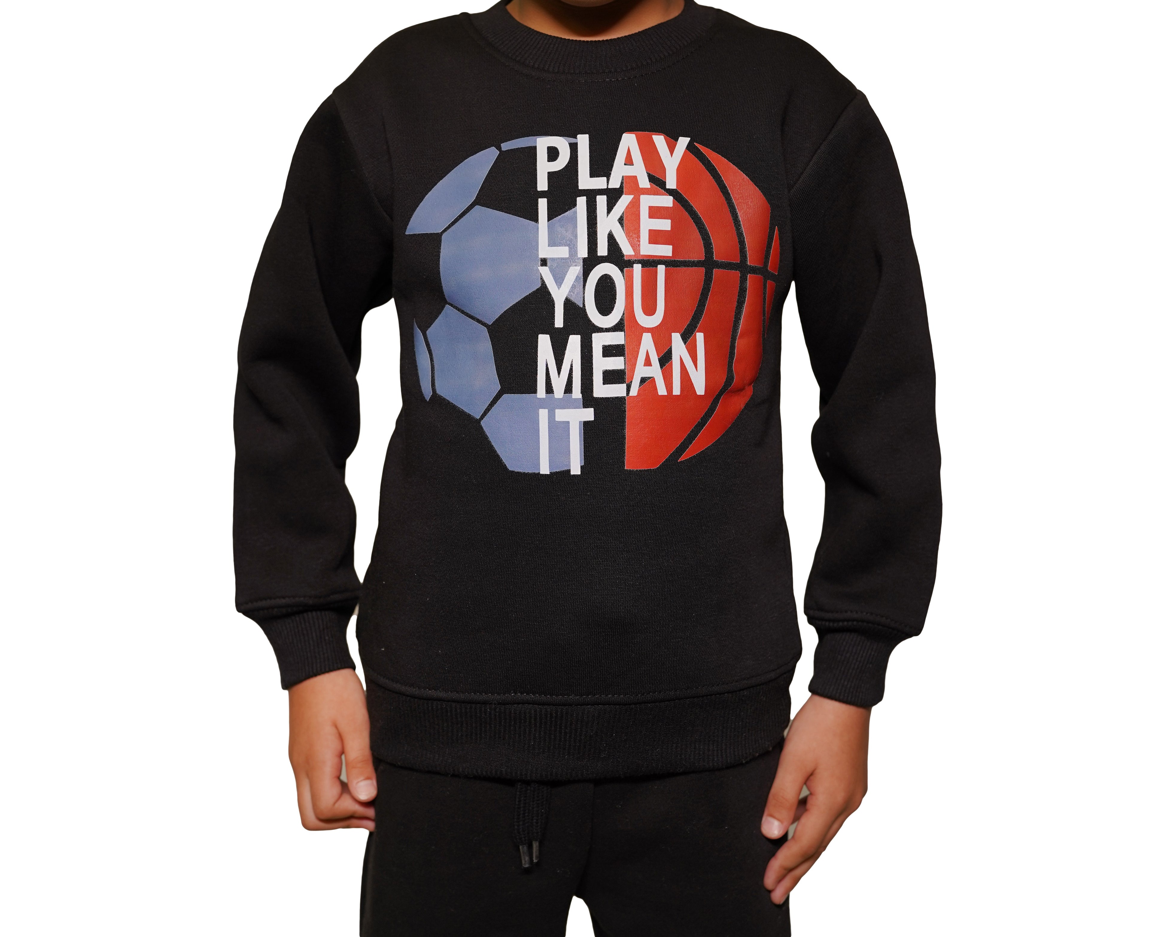 Fleece black sweatshirt play like you mean it
