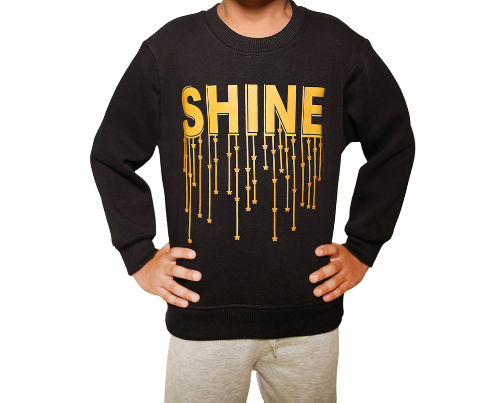 Fleece Black Sweat Shirt Shine