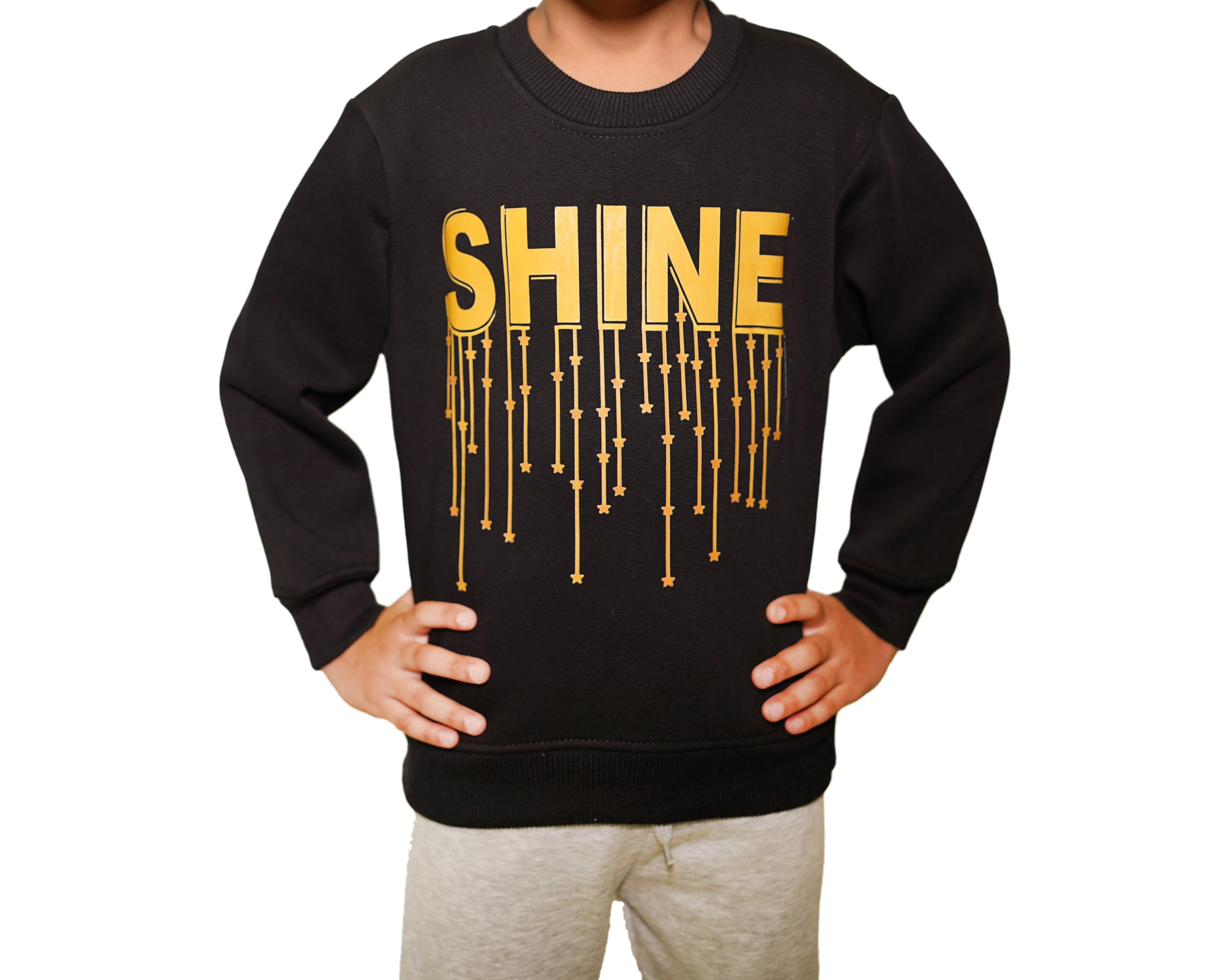 Fleece Black Sweat Shirt Shine