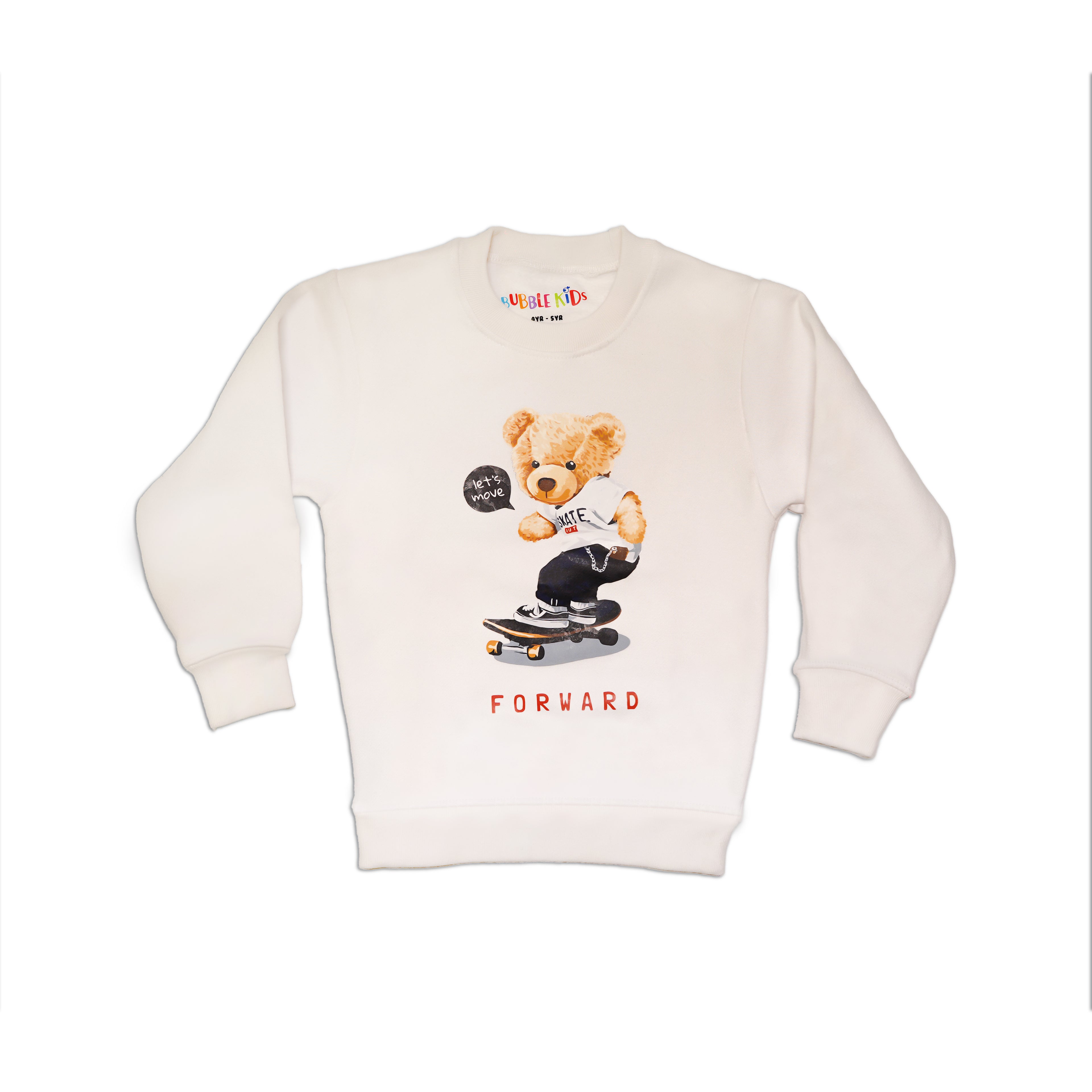 Fleece White Sweat Shirt Lets Move Forward