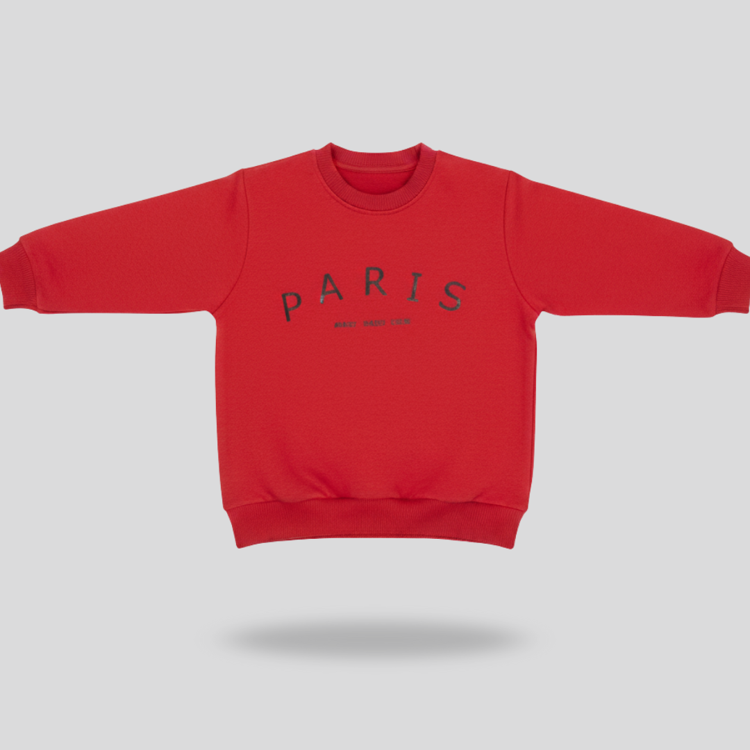 Fleece Red Sweat Shirt Paris