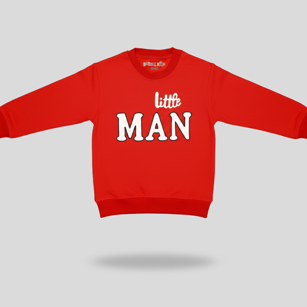 Fleece Red Sweat Shirt Little Man