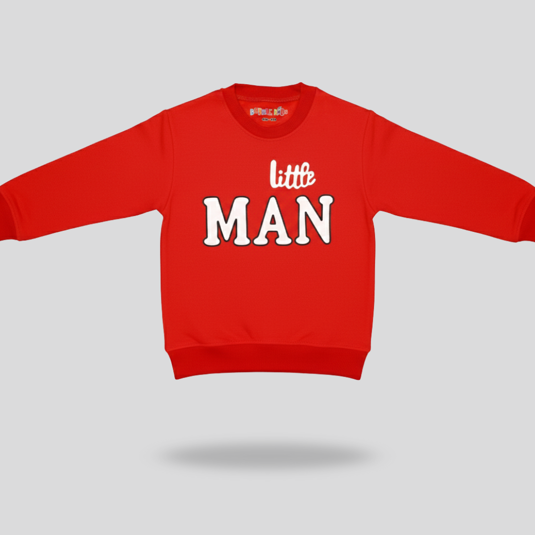 Fleece Red Sweat Shirt Little Man