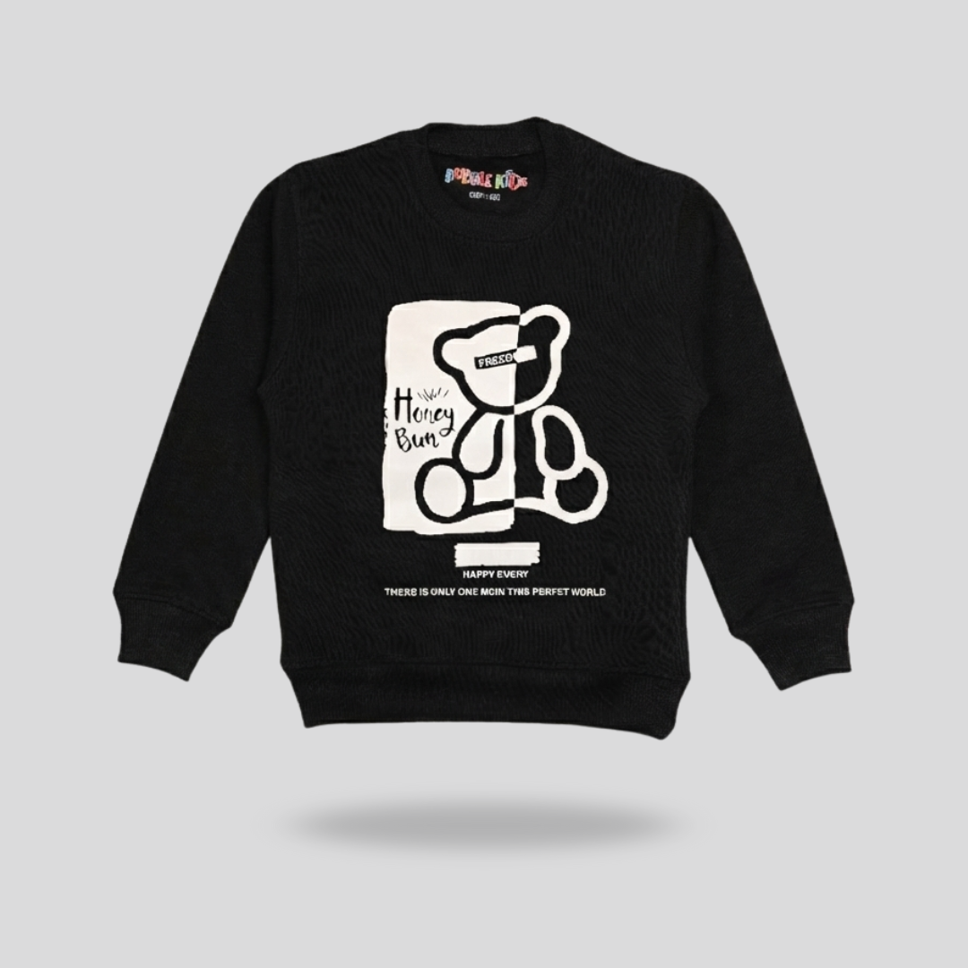 Fleece Black Sweat Shirt Honey Bun