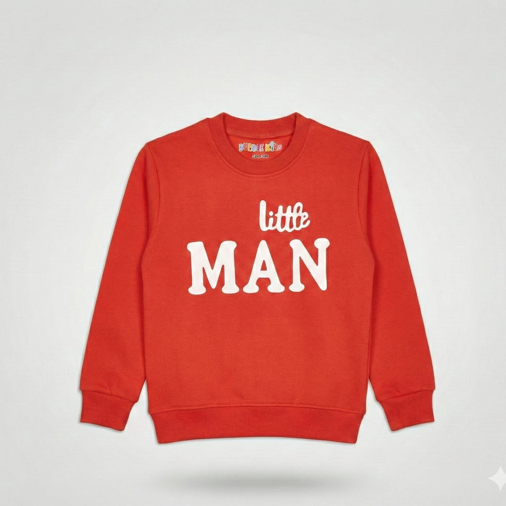 Fleece Red Sweat Shirt Little Man