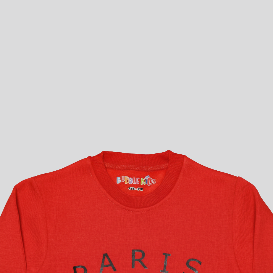 Fleece Red Sweat Shirt Paris