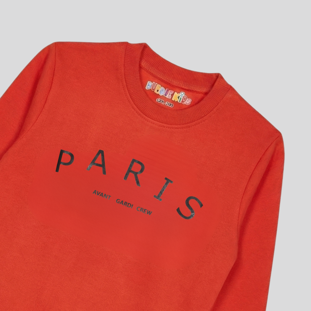 Fleece Red Sweat Shirt Paris