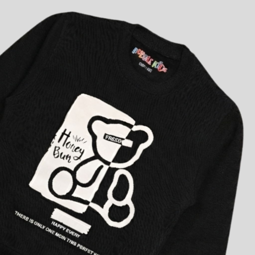 Fleece Black Sweat Shirt Honey Bun