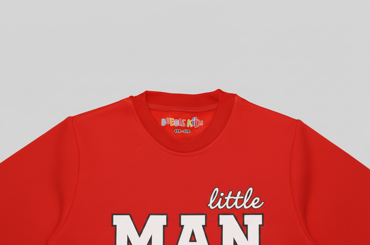 Fleece Red Sweat Shirt Little Man