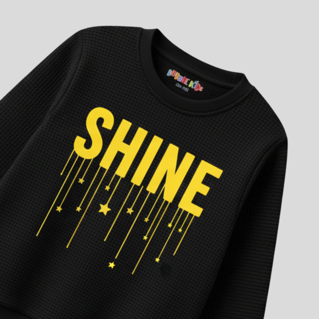 Fleece Black Sweat Shirt Shine