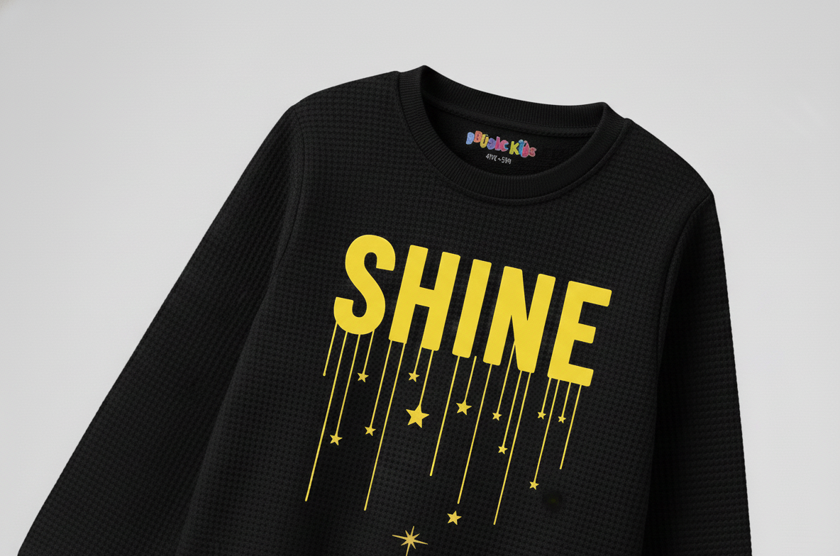 Fleece Black Sweat Shirt Shine