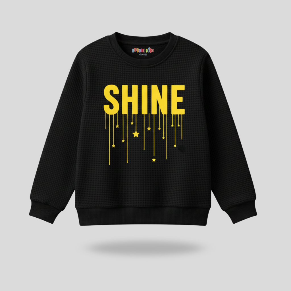 Fleece Black Sweat Shirt Shine